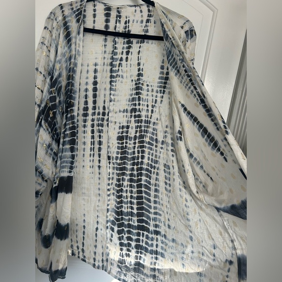 Anthropologie Blue Vada Shimmer Cocoon Kimono Flowly Breathable One Size - Picture 12 of 15